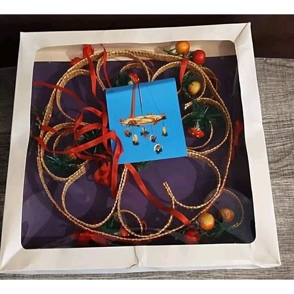 Vintage Woven Wicker Christmas Mobile Mushroom Apple Scandinavian Holiday Decor - Picture 8 of 8